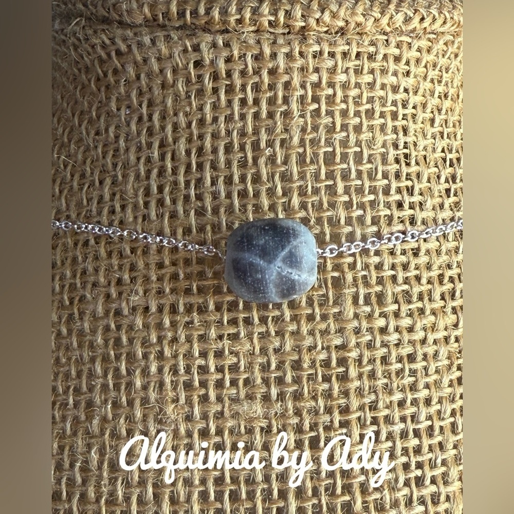 Spider jasper big pendant 925 silver delicate necklace